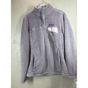 Patagonia Re-Tool Snap-T Fleece Womens Gray Purple Polartec Jacket Size Medium